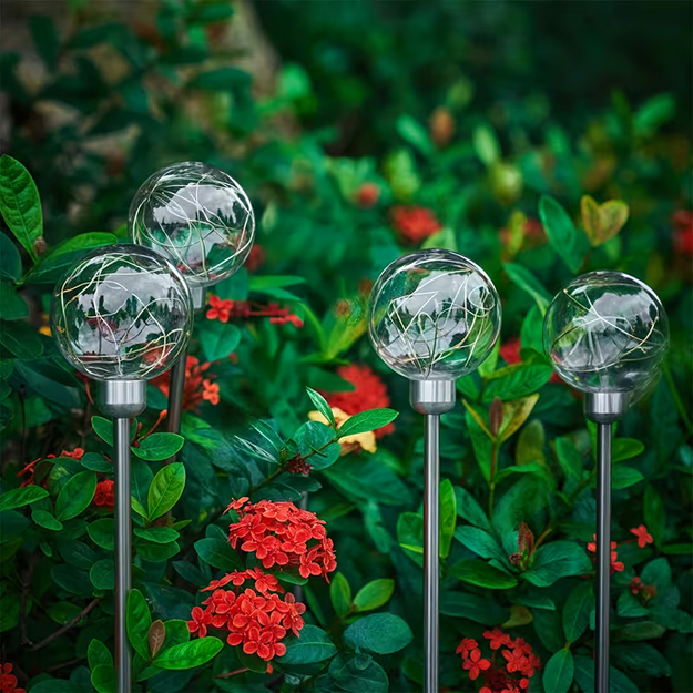 Saules dārza lampas, iebraucamās LED sfēras lampas, ūdensizturīgas, 4 gab.