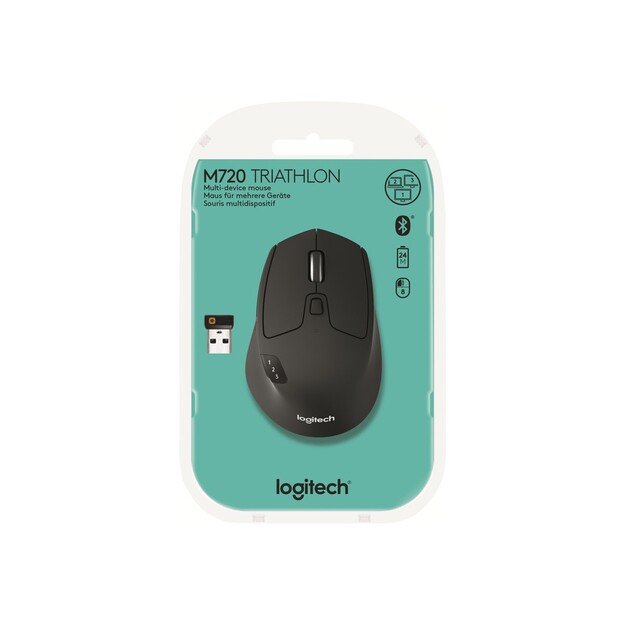 Logitech - M720 Triathlon Bluetooth Optical Black