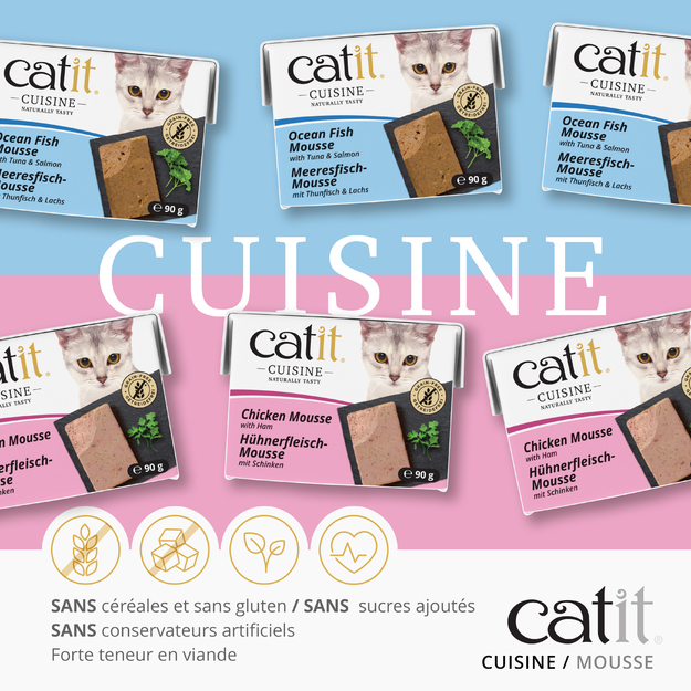 Catit - Cuisine Premium Wet Food for Cats - Ocean Fish Mousse with Tuna Salmon - 90 g