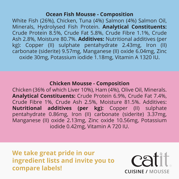 Catit - Cuisine Premium Wet Food for Cats - Ocean Fish Mousse with Tuna Salmon - 90 g