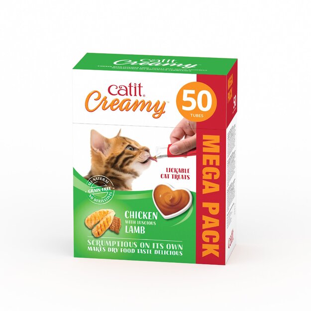 Catit - Creamy Premium Treat for Cats - Chicken with Lamb - Mega Pack (50x10g)