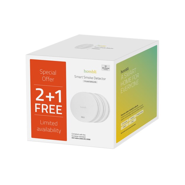 Hombli - Smart Smoke Detector Promo Pack 2+1, White