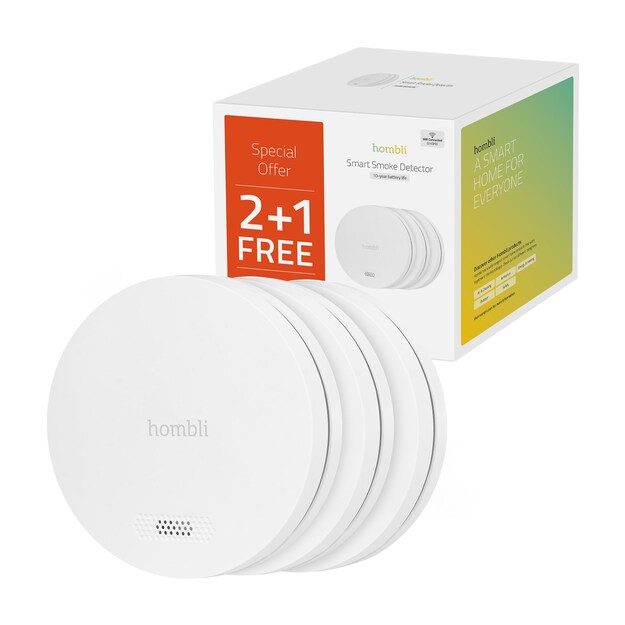 Hombli - Smart Smoke Detector Promo Pack 2+1, White