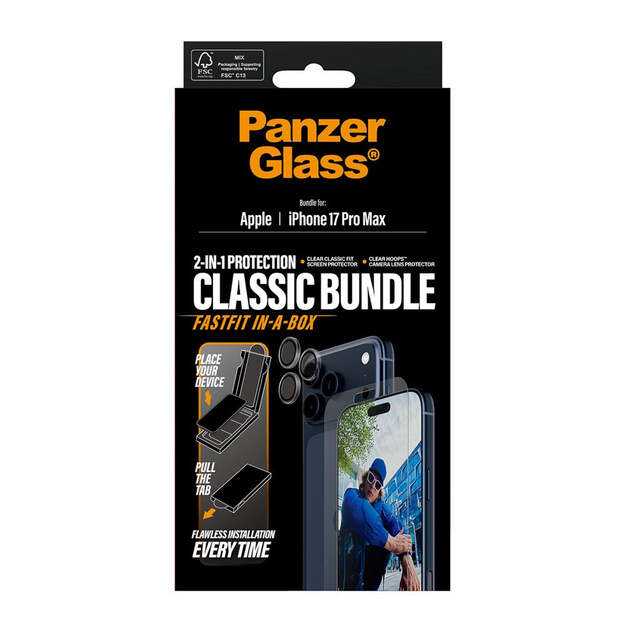 PanzerGlass - 2-in-1 Classic Bundle - iPhone 17 Pro Max - w. FASTFIT IN-A-BOX