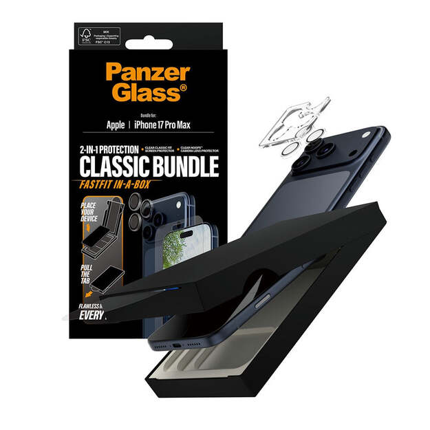 PanzerGlass - 2-in-1 Classic Bundle - iPhone 17 Pro Max - w. FASTFIT IN-A-BOX