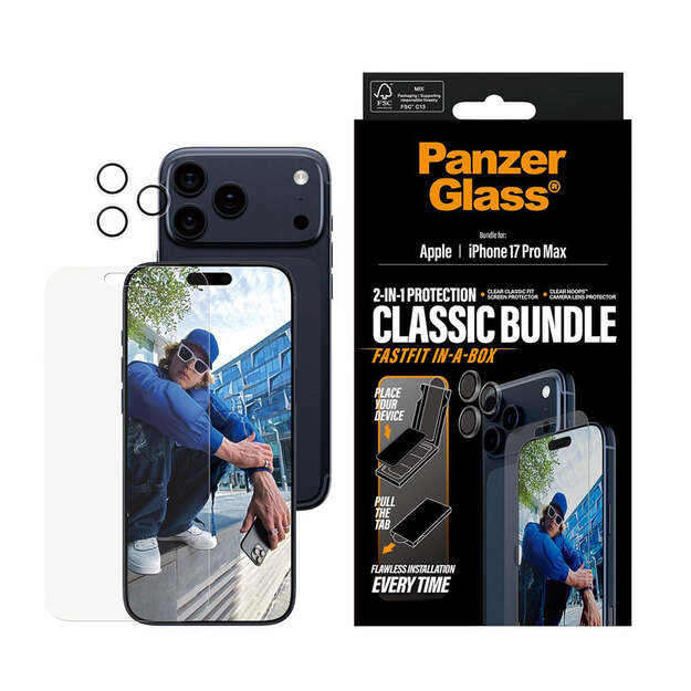 PanzerGlass - 2-in-1 Classic Bundle - iPhone 17 Pro Max - w. FASTFIT IN-A-BOX
