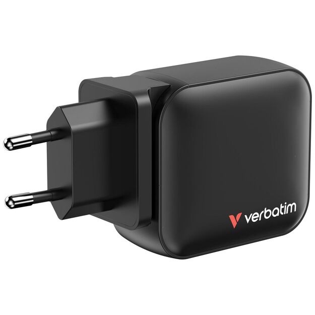 Verbatim - 100WGaN Charger, 3 Port US plug with EU and UK adaptors