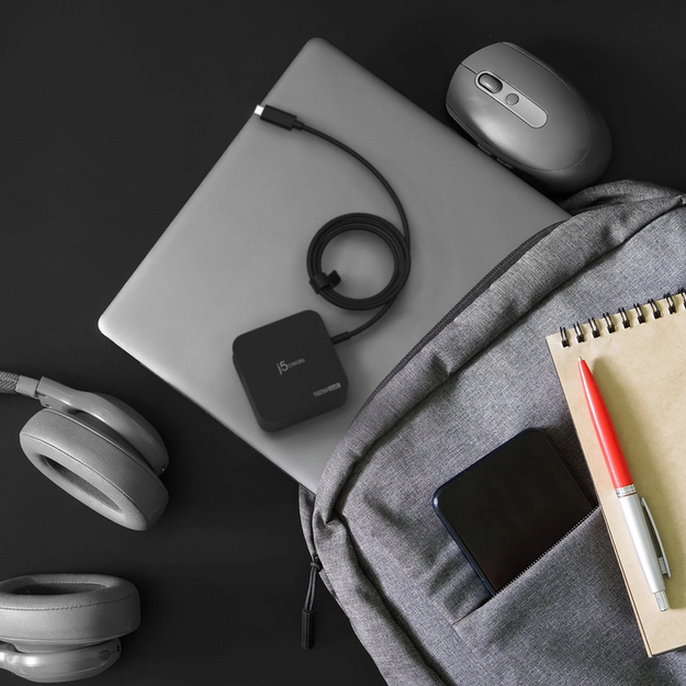 J5create - 102W GaN PD USB-C 2-Port Charger, Interchangeable AC Plugs