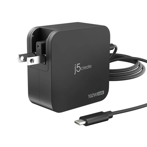 J5create - 102W GaN PD USB-C 2-Port Charger, Interchangeable AC Plugs