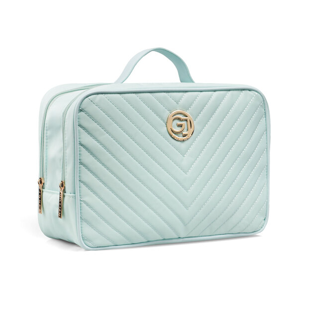 Gillian Jones - 2-Room Traincase - Ocean - Quilted nylon
