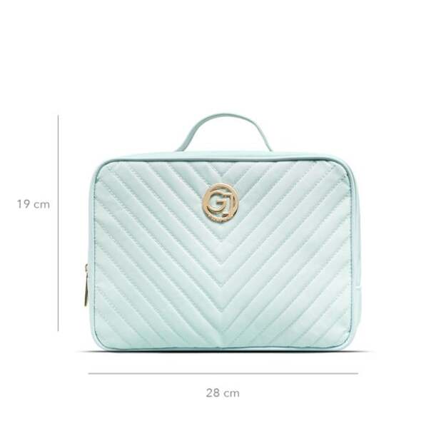 Gillian Jones - 2-Room Traincase - Ocean - Quilted nylon