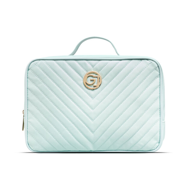 Gillian Jones - 2-Room Traincase - Ocean - Quilted nylon