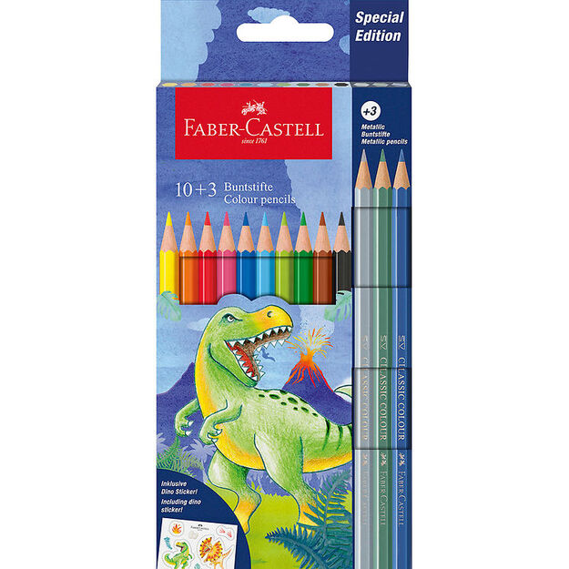 Faber-Castell - Classic Colour pencils - Dinosaur, wallet of 13 (111213)