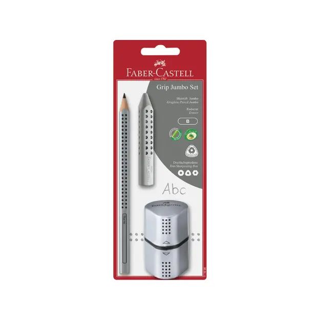 Faber-Castell - Graphite pencil Jumbo Grip set - Silver BC (111996)