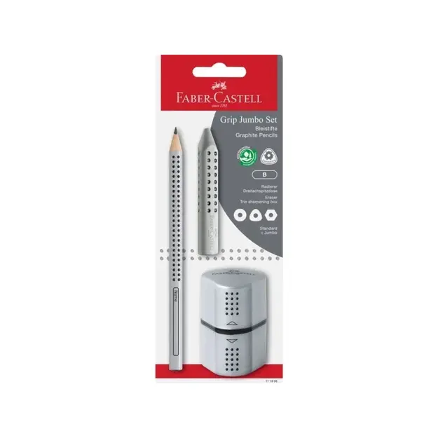 Faber-Castell - Graphite pencil Jumbo Grip set - Silver BC (111996)