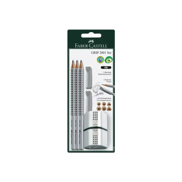 Faber-Castell - Grip 2001 - 3 graphite pencils silver blister (117098)