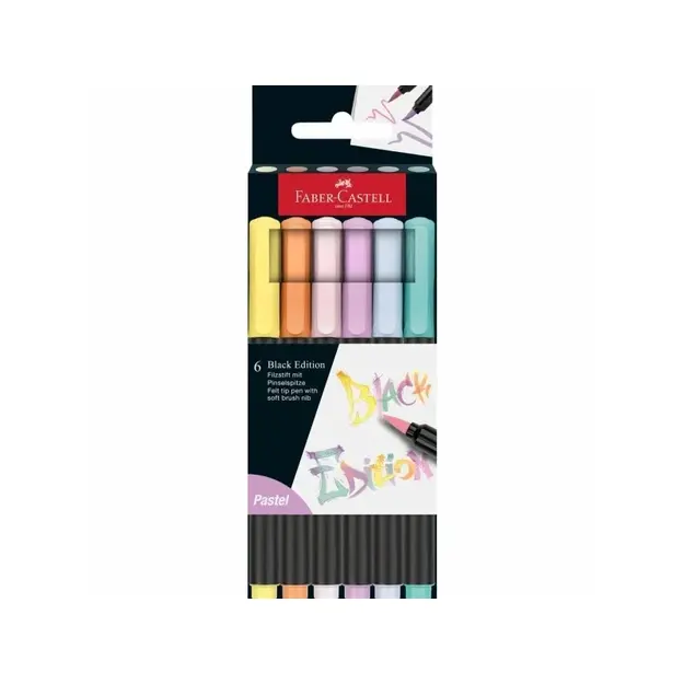 Faber-Castell - Brush pens Black Edition - 6x Pastel (116453)