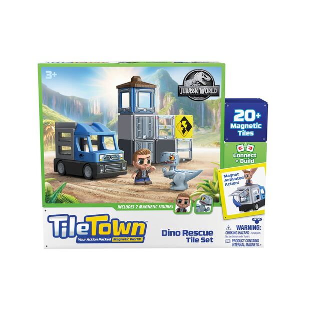 Tile Town - Jurassic World Dino Rescue, Magnetic Building Set (90313)