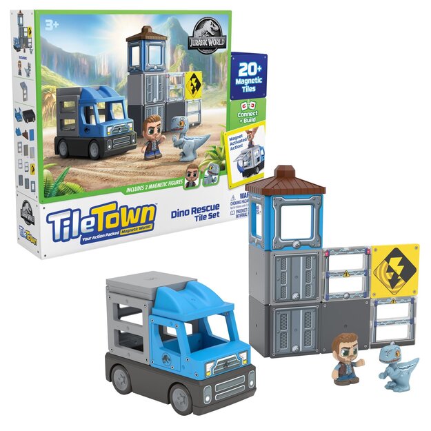 Tile Town - Jurassic World Dino Rescue, Magnetic Building Set (90313)