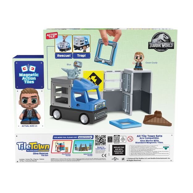 Tile Town - Jurassic World Dino Rescue, Magnetic Building Set (90313)