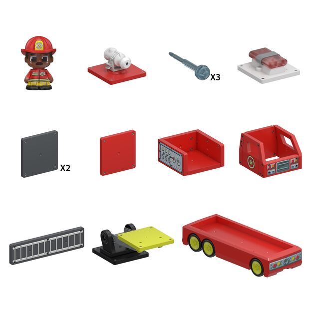 Tile Town - Fire Truck, Magnetic Building and Play Set with Light and Sound (90314)