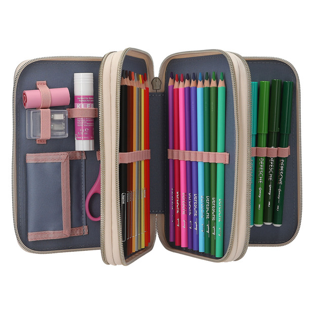 Miss Melody - Triple Pencil Case - Poppy Sand - Beige