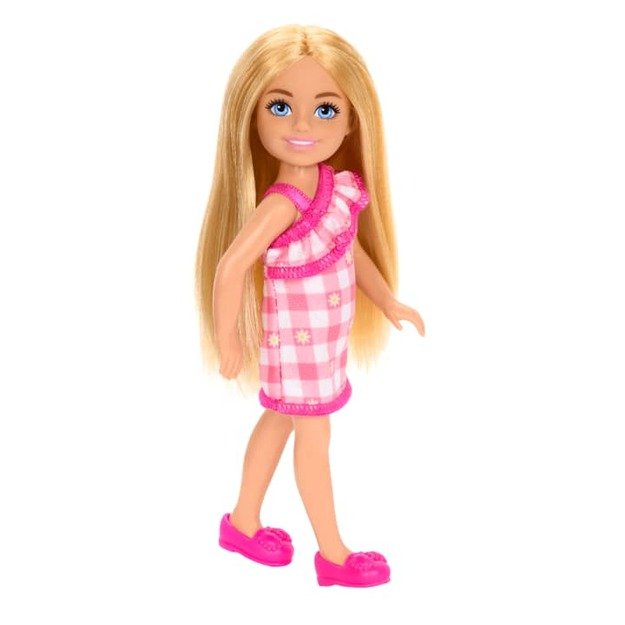 Barbie - Chelsea Doll, Small Doll - Checked Dress With Blonde Hair & Blue Eyes (HXM95) 3