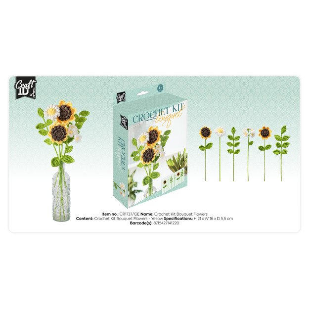 Craft ID - Crochet kit Flower Bouquet - Yellow - 6 pcs (CR1737/GE) 2