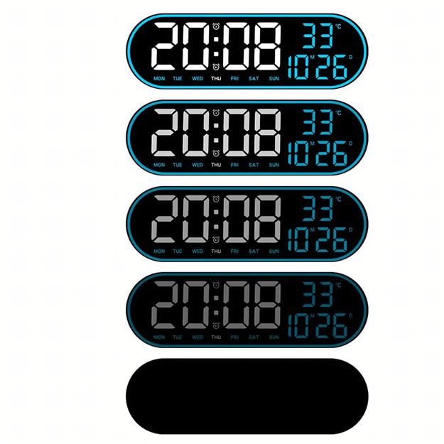 Zegar Ścienny Elektroniczny Cyfrowy Duży Led Temperatura Budzik 38 cm Pilot 2