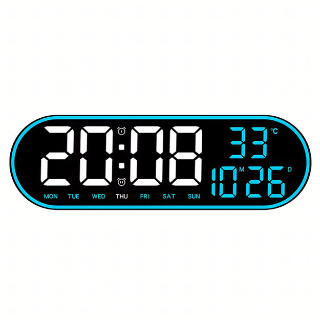 Zegar Ścienny Elektroniczny Cyfrowy Duży Led Temperatura Budzik 38 cm Pilot 1