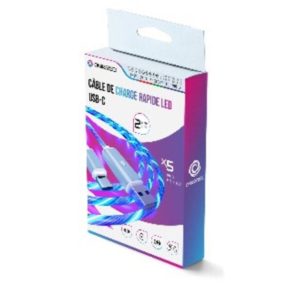 ONIVERSE - USB-C Quick Charge Cable with LED - 2 meters - White