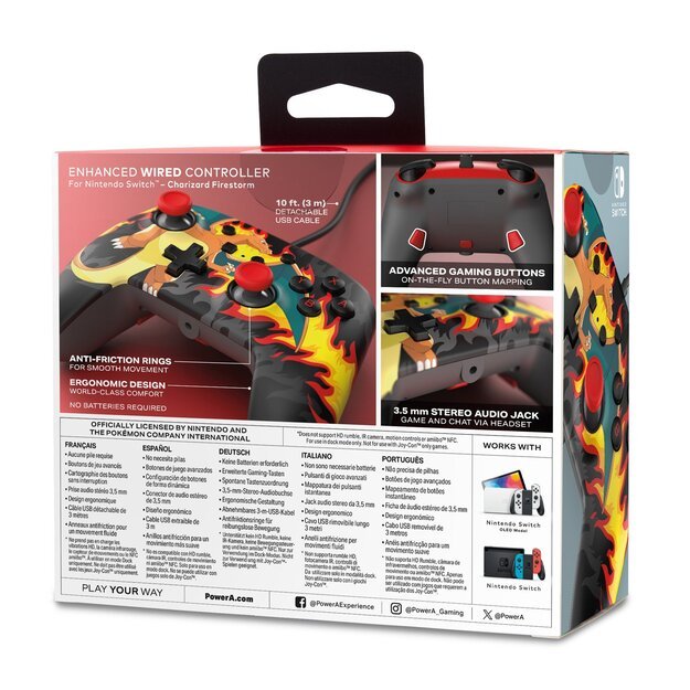 PowerA Enhanced Wired Controller - Charizard Firestorm (Nintendo Switch)