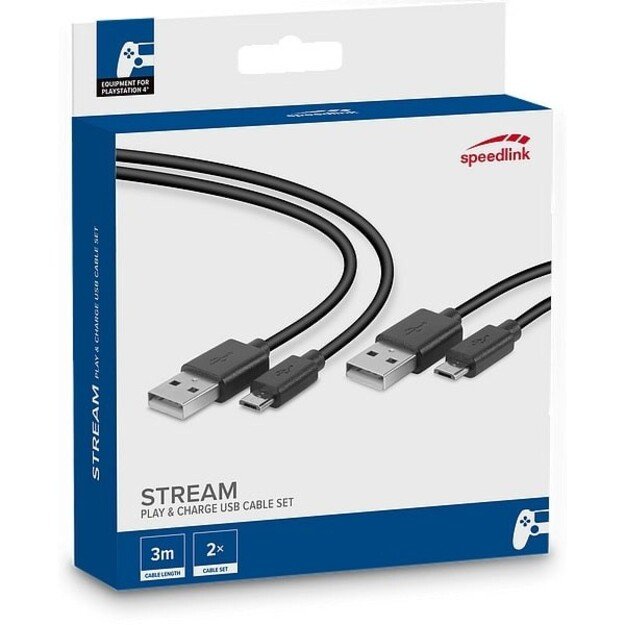 Speedlink - SpeedLink STREAM Play & Charge USB Cable Set - for PS4, black