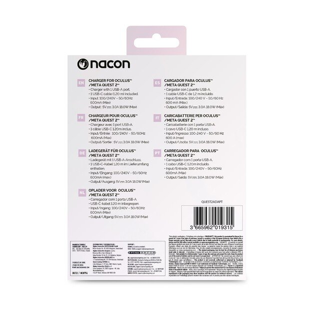 Nacon Nacon Meta Quest 2: A/C Adapter (META QUEST 2)
