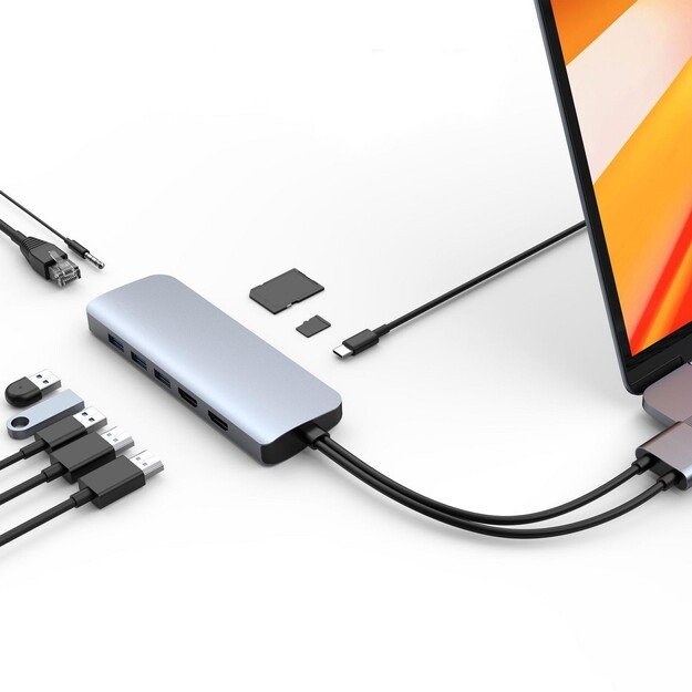 Hyper - HyperDrive VIPER 10-in-2, dual 4K60Hz HDMI for MacBook Pro/Air & any USB-C device, Ethernet, 3.5mm Audio Jack