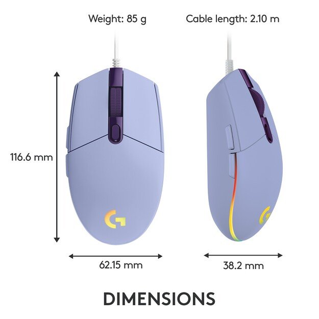 Logitech - G203 Lightsync Gaming Mouse - Lilac