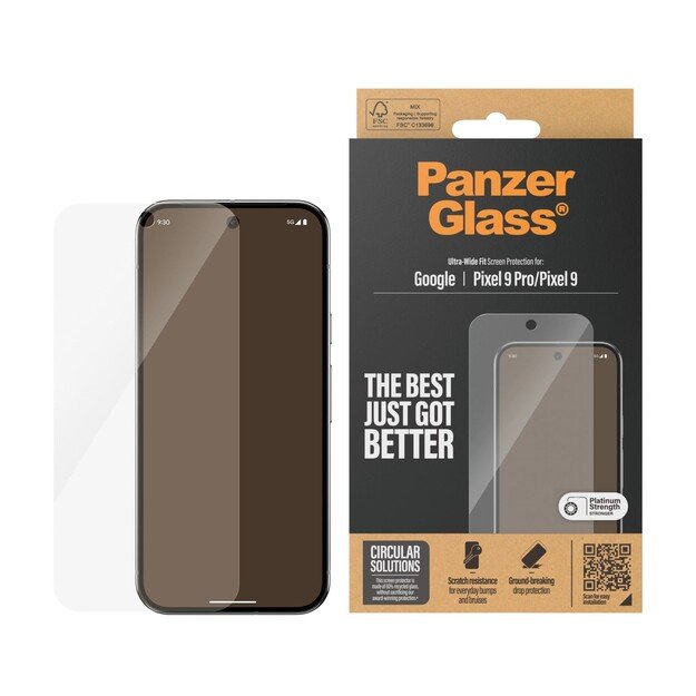 PanzerGlass - Screen Protector Google Pixel 9/9 Pro - Ultra-Wide Fit