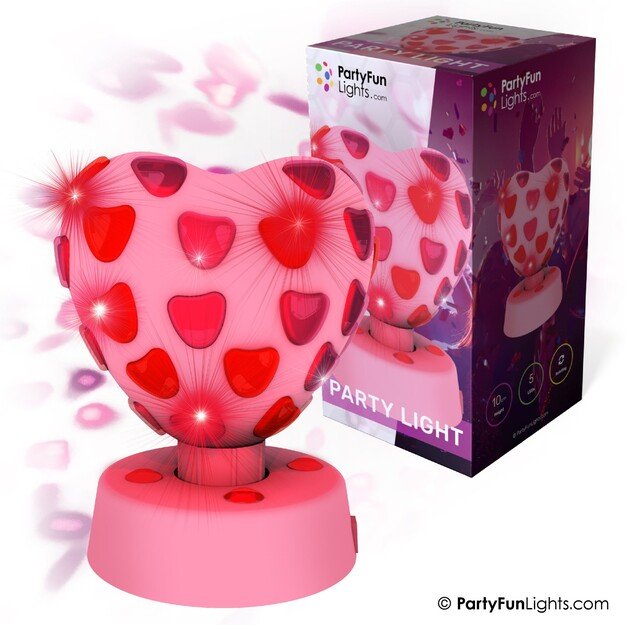 Party Fun Lights - Heart disco lamp - Pink - Ø:15.5cm