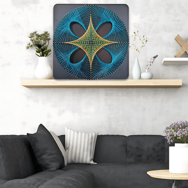 Zestaw Kreatywny Do String Art Przeplatanka Obraz z Nici Ramka 40x40 cm 8