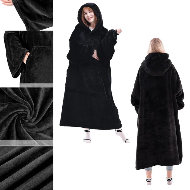 DUŻA BLUZA KOC KOCOBLUZA OVERSIZE GRUBA Z KAPTUREM SZLAFROK DAMSKA MĘSKA 1