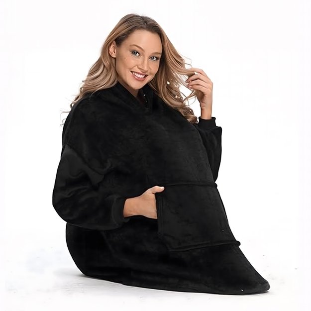 DUŻA BLUZA KOC KOCOBLUZA OVERSIZE GRUBA Z KAPTUREM SZLAFROK DAMSKA MĘSKA 7