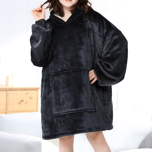DUŻA BLUZA KOC KOCOBLUZA OVERSIZE GRUBA Z KAPTUREM SZLAFROK DAMSKA MĘSKA 2