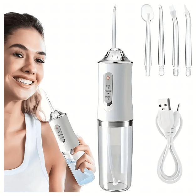 Irygator do Zębów Bezprzewodowy Dentystyczny Mocny 4 Dysze 3 Tryby 220 ml