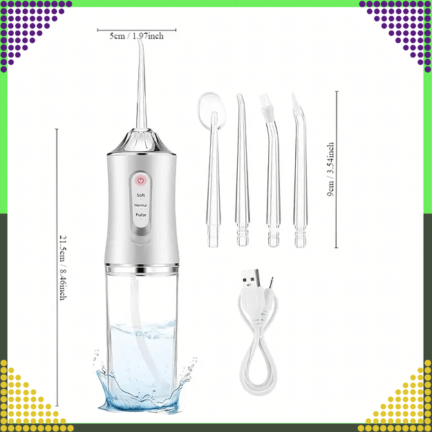 Irygator do Zębów Bezprzewodowy Dentystyczny Mocny 4 Dysze 3 Tryby 220 ml 18