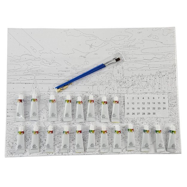 Tapyba skaičiais paveikslas su rėmeliu „pasidaryk pats“ rinkinys teptukai dažų drobė 40x50