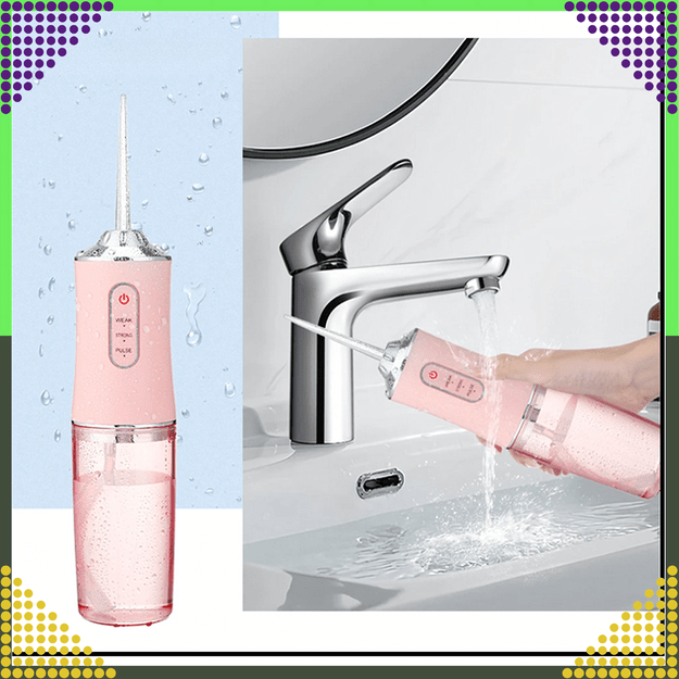 Irygator do Zębów Bezprzewodowy Dentystyczny Mocny 4 Dysze 3 Tryby 220 ml  6