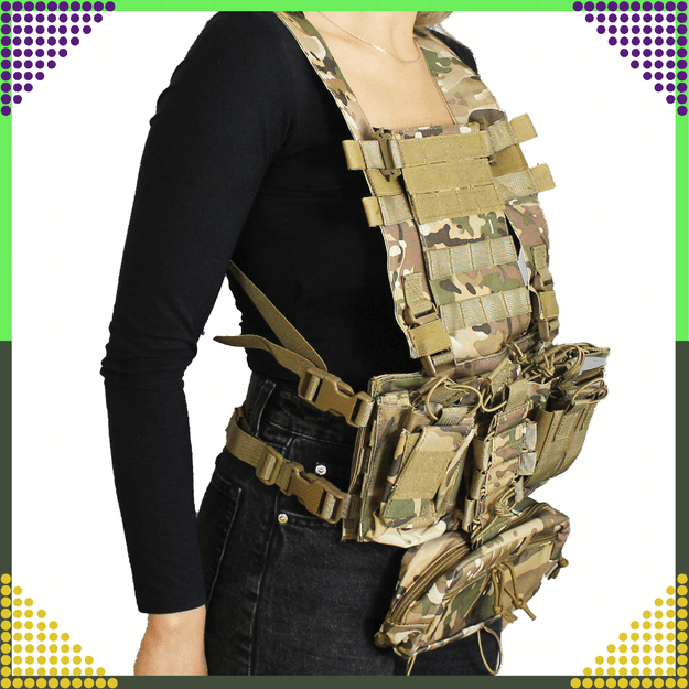 Kamizelka Taktyczna Wosjkowa Ochronna Molle Lekka Airsoft Zasobnik Asg 7
