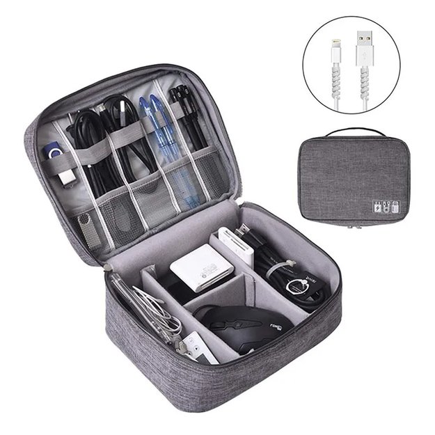 ORGANIZER PODRÓŻNY ETUI TORBA NA KABLE ŁADOWARKI USB AKCESORIA + UCHWYT  2