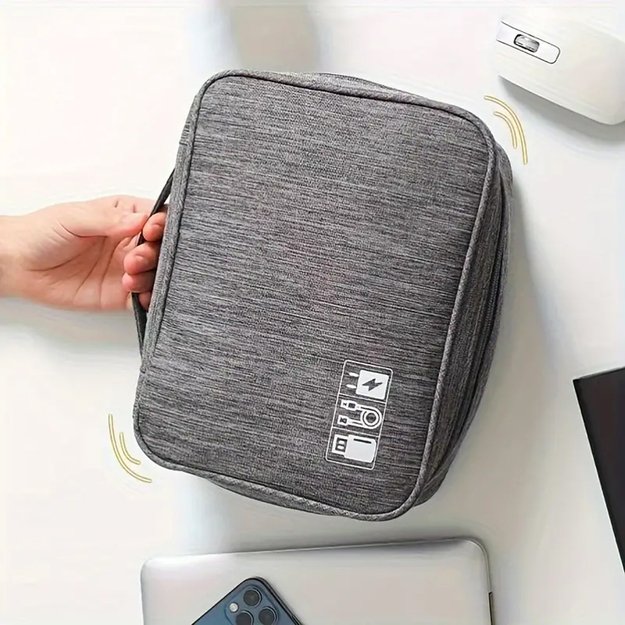 ORGANIZER PODRÓŻNY ETUI TORBA NA KABLE ŁADOWARKI USB AKCESORIA + UCHWYT  9