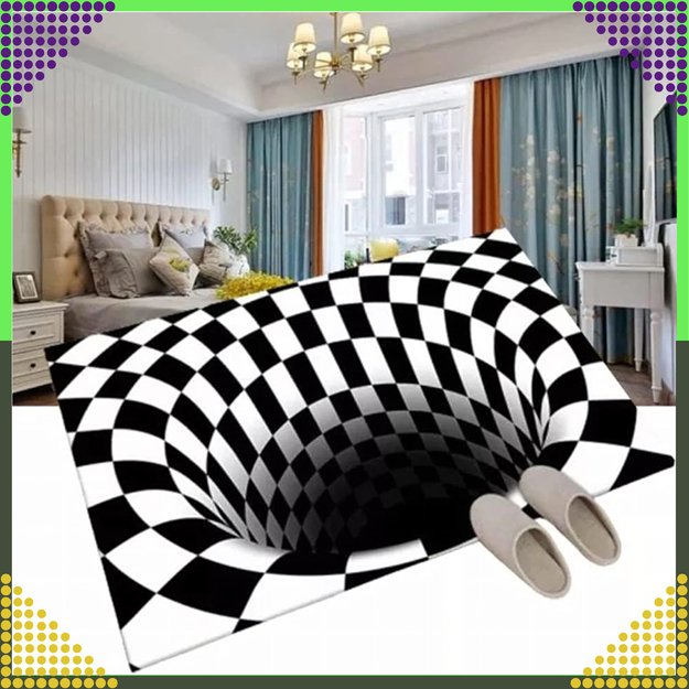 Chodnik Dywanik Mata Wycieraczka z Efektem 3D Iluzja Biała Dziura 50x80cm 1